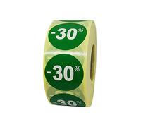 1000 étiquettes soldes - 30% - Pastille ronde Ø 35 mm