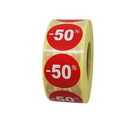 1000 étiquettes soldes - 50% - Pastille ronde Ø 35 mm