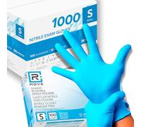 1000 gants en nitrile sans poudre, sans latex, hypoallergéniques, gant nitrile bleu, gants jetable, Gants d'examen médical conforme à la norme EN455 (Taille S)