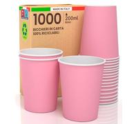 1000 Gobelet Carton, Verre Rose, Écologique et Jetables, Résistant à la Chaleur,pour la Boisson Froide et Chaude, Ideal pour Café, Thé, Cappuccino
