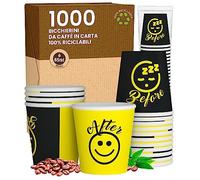 1000 Gobelets en papier pour café 65 ml DownUP Yellow - Verres écologiques biodégradables jetables pour petites boissons chaudes