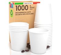 1000 Gobelets en Papier pour Café 80 ml Verres écologiques Biodégradables Jetables Petits à emporter Boissons Chaudes