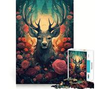 1000 magnifiques puzzles psychédéliques de cerf avec des pièces sur mesure, un jeu cognitif qui invite à jouer confortablement et représente une œuvre d'art de Noël avec un motif de Noël