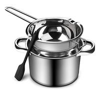 1000 ml / 1QT Double Boiler Chocolat Faitout avec 2.3 QT 304 en acier inoxydable, pot de fusion de chocolat avec spatule en silicone pour faire fondre le chocolat, les bonbons, le savon, la cire