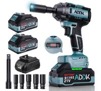 1000 N.m Clé à Chocs Sans Fil Brushless, 1/2" Clé à choc électrique sans balai 21V 2x4.0Ah Batteries 6 vitesses 3300RPM,Visseuse à Choc avec pour la Voiture et la Maison