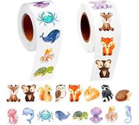 1000 Pcs Autocollant Animaux en Rouleau,Stickers Animaux Ronds Autocollants D'Etiquette Self-Adhesive Ronds Récompenses Autocollants Colorés Récompense Gommettes Animaux pour Enfant