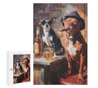 1000 PCS Casse-têtes pour Adolescents Chill Dogs in Bar Scene Casse-têtes pour Adolescents Activités Familiales pour Anniversaire, Noël Et Cadeaux Uniques 1000 PCS