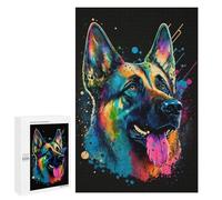 1000 PCS Casse-têtes pour Adolescents Colorful German Shepherd Art Print-2 Casse-têtes pour Adolescents Activités Familiales pour Anniversaire, Noël Et Cadeaux Uniques 1000 PCS
