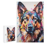 1000 PCS Casse-têtes pour Adolescents Colorful German Shepherd Art Print Casse-têtes pour Adolescents Activités Familiales pour Anniversaire, Noël Et Cadeaux Uniques 1000 PCS