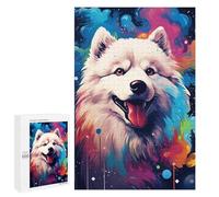 1000 PCS Casse-têtes pour Adolescents Colorful Samoyed Art Print Casse-têtes pour Adolescents Activités Familiales pour Anniversaire, Noël Et Cadeaux Uniques 1000 PCS