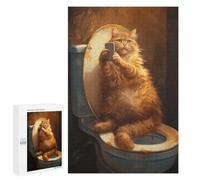 1000 PCS Casse-têtes pour Adolescents Funny Cat Taking A Selfie at Bathroom Casse-têtes pour Adultes Jeux Familiaux Défi Difficile Aidez Votre Cerveau À Faire Travailler 1000 PCS