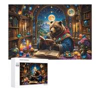 1000 PCS Casse-têtes pour Adolescents Magical Bear Scholar in Enchanted Library Casse-têtes pour Adultes Jeu Pratique Défi Difficile Cadeaux Uniques pour Anniversaire Et Noël 1000 PCS