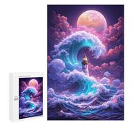 1000 PCS Casse-têtes pour Adolescents Magical Lighthouse Ocean Wave Casse-têtes pour Adolescents Activités Familiales pour Anniversaire, Noël Et Cadeaux Uniques 1000 PCS