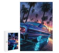 1000 PCS Casse-têtes pour Adolescents Neon Classic Car Sunset Casse-têtes pour Adolescents Activités Familiales pour Anniversaire, Noël Et Cadeaux Uniques 1000 PCS