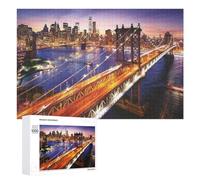 1000 PCS Casse-têtes pour Adolescents New York City Skyline with Manhattan Bridge at Sunset Casse-têtes pour Adultes Jeu Pratique Défi Difficile Cadeaux Uniques pour Anniversaire Et Noël 1000 PCS