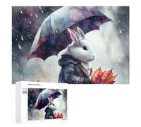 1000 PCS Casse-têtes pour Adolescents Rabbit Holding Umbrella in Rain Casse-têtes pour Adultes Jeu Pratique Défi Difficile Cadeaux Uniques pour Anniversaire Et Noël 1000 PCS