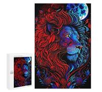 1000 PCS Casse-têtes pour Adolescents Red and Blue Lion Moon Art Casse-têtes pour Adultes Jeu Pratique Défi Difficile Cadeaux Uniques pour Anniversaire Et Noël 1000 PCS