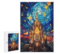1000 PCS Casse-têtes pour Adolescents Stained Glass Castle Night Sky Casse-têtes pour Adolescents Activités Familiales pour Anniversaire, Noël Et Cadeaux Uniques 1000 PCS