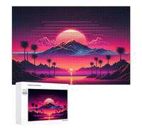1000 PCS Casse-têtes pour Adolescents Vibrant Retro Sunset Landscape -3 Casse-têtes pour Adultes Jeu Pratique Défi Difficile Cadeaux Uniques pour Anniversaire Et Noël 1000 PCS