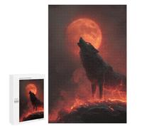 1000 PCS Casse-têtes pour Adolescents Wolf Howling at Blood Moon Casse-têtes pour Adolescents Activités Familiales pour Anniversaire, Noël Et Cadeaux Uniques 1000 PCS