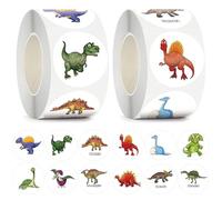 1000 PCS Dinosaure Autocollant Rond,Autocollants Animaux Dinosaure Thèmes Stickers,Dinosaures Autocollant Récompense,Animaux Autocollant Rouleau Training Stickers pour Enfants