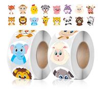 1000 Pcs Gommettes Autocollants Ronds, Animaux Autocollants de Récompense, Gommettes Enfants, Enseignants Motiver les élèves, Autocollant de Fête Scolaire, Décoration Cadeau (2 Rolls)