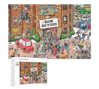 1000 PCS Jeux De Puzzle pour Adolescents Back to School Chaos A Cartoon Recap Jeux De Puzzle pour Adolescents : Détente, Divertissement Et Humour, Cadeaux Anti-Stress 1000 PCS