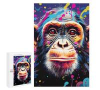 1000 PCS Jeux De Puzzle pour Adolescents Colorful Chimpanzee Portrait-8 Jeux De Puzzle pour Adolescents : Détente, Divertissement Et Humour, Cadeaux Anti-Stress 1000 PCS