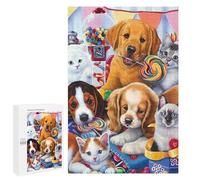 1000 PCS Jeux De Puzzle pour Adolescents Cute Puppies and Kittens Party Jeux De Puzzle pour Adolescents : Détente, Divertissement Et Humour, Cadeaux Anti-Stress 1000 PCS
