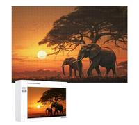 1000 PCS Jeux De Puzzle pour Adolescents Elephants at Sunset in Africa Jeux De Puzzle pour Adolescents : Détente, Divertissement Et Humour, Cadeaux Anti-Stress 1000 PCS