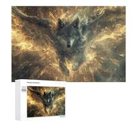 1000 PCS Jeux De Puzzle pour Adolescents Golden Wolf Fantasy Artwork Jeux De Puzzle pour Adolescents : Détente, Divertissement Et Humour, Cadeaux Anti-Stress 1000 PCS