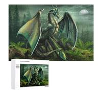 1000 PCS Jeux De Puzzle pour Adolescents Green Dragon in The Misty Forest Jeux De Puzzle pour Adolescents : Détente, Divertissement Et Humour, Cadeaux Anti-Stress 1000 PCS