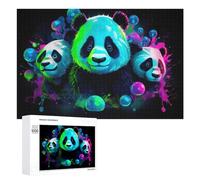 1000 PCS Jeux De Puzzle pour Adolescents Neon Panda Trio Colorful Fun! Jeux De Puzzle pour Adolescents : Détente, Divertissement Et Humour, Cadeaux Anti-Stress 1000 PCS