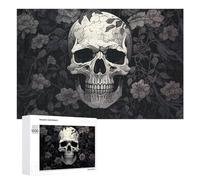 1000 PCS Jeux De Puzzle pour Adolescents Skull with Floral Background Artwork Jeux De Puzzle pour Adolescents : Détente, Divertissement Et Humour, Cadeaux Anti-Stress 1000 PCS