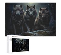 1000 PCS Jeux De Puzzle pour Adolescents Three Mystical Wolves in The Moonlight Jeux De Puzzle pour Adolescents : Détente, Divertissement Et Humour, Cadeaux Anti-Stress 1000 PCS