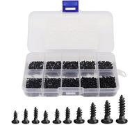 1000 Pcs mini vis à bois cruciformes auto-taraudeuses à tête ronde Mini vis M1 M1.2 M1.4 M1.7 avec Boîte de Plastique - Noir