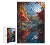 1000 PCS Puzzle Autumnal Serenity with Snow-Capped Mountain Puzzle pour Adolescents Course De Vitesse Manuelle Liste De Souhaits avec Le Père Noël Jouets Jeux Éducatifs 1000 PCS