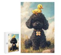1000 PCS Puzzle Black Poodle with Yellow Duck -2 Puzzles pour Adultes : des Cadeaux Amusants pour Toute La Famille, Parents Et Enfants 1000 PCS