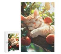 1000 PCS Puzzle Cat Sleeping on Apple Tree Branch Puzzles pour Adultes : des Cadeaux Amusants pour Toute La Famille, Parents Et Enfants 1000 PCS