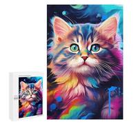 1000 PCS Puzzle Colorful Abstract Cat Art Print-1 Puzzle pour Adolescents Course De Vitesse Manuelle Liste De Souhaits avec Le Père Noël Jouets Jeux Éducatifs 1000 PCS
