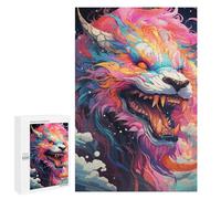 1000 PCS Puzzle Colorful Fantasy Lion Art Print Puzzle pour Adolescents Course De Vitesse Manuelle Liste De Souhaits avec Le Père Noël Jouets Jeux Éducatifs 1000 PCS