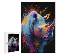 1000 PCS Puzzle Colorful Rhino Art Print-4 Puzzle pour Adolescents Course De Vitesse Manuelle Liste De Souhaits avec Le Père Noël Jouets Jeux Éducatifs 1000 PCS