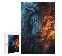 1000 PCS Puzzle Fire & Ice Lion Art Print Puzzle pour Adolescents Course De Vitesse Manuelle Liste De Souhaits avec Le Père Noël Jouets Jeux Éducatifs 1000 PCS