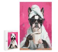 1000 PCS Puzzle Frenchie with Coffee Mug Puzzle pour Adolescents Course De Vitesse Manuelle Liste De Souhaits avec Le Père Noël Jouets Jeux Éducatifs 1000 PCS