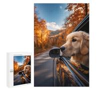 1000 PCS Puzzle Golden Retriever Autumn Drive Puzzle pour Adolescents Course De Vitesse Manuelle Liste De Souhaits avec Le Père Noël Jouets Jeux Éducatifs 1000 PCS