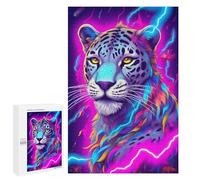 1000 PCS Puzzle Neon Leopard Art Print Puzzle pour Adolescents Course De Vitesse Manuelle Liste De Souhaits avec Le Père Noël Jouets Jeux Éducatifs 1000 PCS