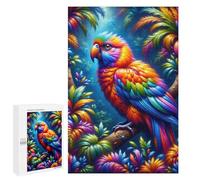 1000 PCS Puzzle Pour Adolescents A Vivid Image of A Tropical Bird with Neon Plumage, Set within A Dense Rainforest. The Bir Puzzle Pour Adultes - Jeux De Détente - Assemblage De Motifs - Cadeaux Uniqu
