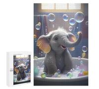 1000 PCS Puzzle pour Adolescents Baby Elephant Bath Time Puzzles pour Adolescents, Jouets Anti-Stress, Passe-Temps, Défi Éducatif