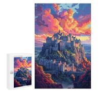 1000 PCS Puzzle pour Adolescents Castle on A Hill with Vibrant Sky Puzzles pour Adultes : Analyse Et Logique. Chaque Pièce Est Unique - Casse-têtes pour Toute La Famille 1000 PCS