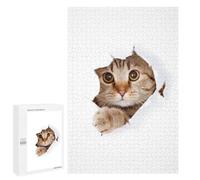 1000 PCS Puzzle pour Adolescents Cat Looking Paper Funny Jeu De Puzzle pour Adultes, Casse-tête, Cadeau d'anniversaire, Défi Éducatif 1000 PCS